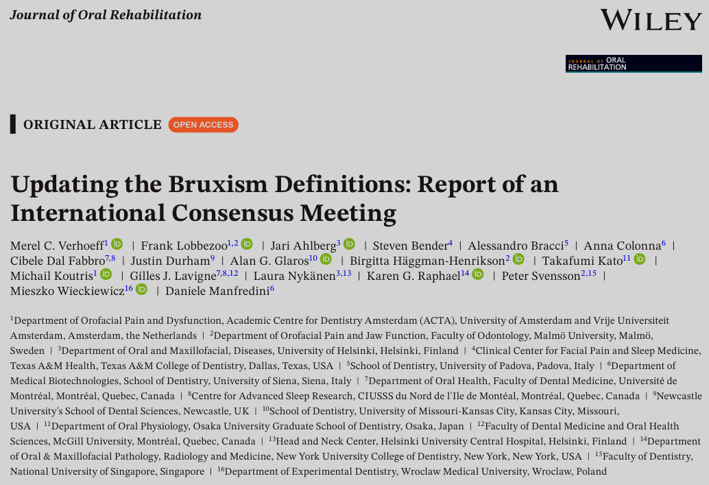 2025 – J of Oral Rehabilitation – 2025 – Verhoeff – Updating the Bruxism Definitions  Report of an International Consensus Meeting