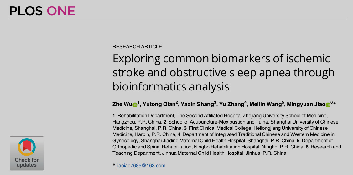 Exploring common biomarkers of ischemic stroke and obstructive sleep apnea through bioinformatics analysis